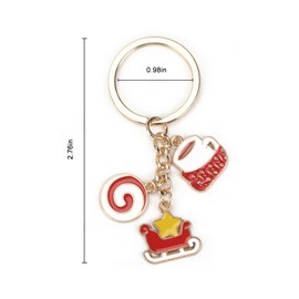 MUCOOS Celebrate Christmas, Cute Christmas Keychain, Merry Christmas Keychain, Features Coffee, Candy, Sleigh, Thoughtful Gifts for Friends, Christmas Keyrings for Women