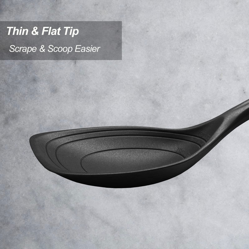 Large Silicone Cooking Spoon, Non-Stick Solid Spoon set with Deep