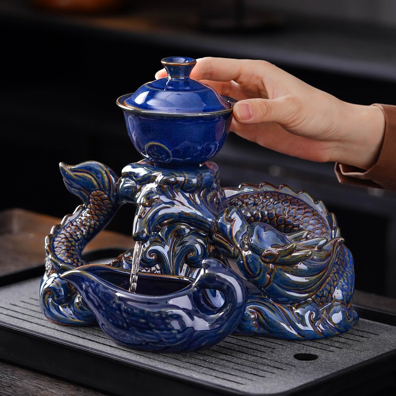 Zurucily Semi Automatic Tea Set Ceramic Teapot with Infuser Magic