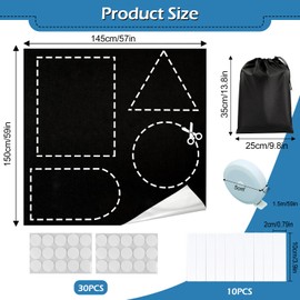 Window Blackout Film, Roof Window Blackout Sun Protection, Blackout Roller Blind No Drilling, Portable Travel Blackout Fabric (Black)