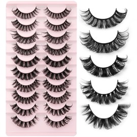 Eyelashes Russian Volume Strip Lashes 5 Styles Mixed Natural Wispy D Curly Mink False Eyelashes Look Like Extensions 10 Pairs by Yawamica | Yawamica
