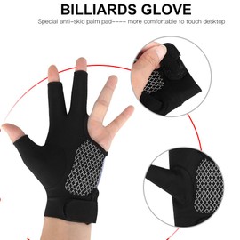 Pool Glove Pool Gloves Billiards Left Hand Unisex Adults 3 Finger Snooker Pool Glove Billiards Shooters Glove (Beast L)