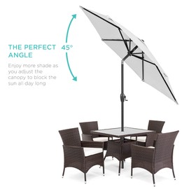 Best Choice Products 7.5ft Heavy-Duty Round Outdoor Market Table Patio Umbrella w/Steel Pole, Push Button Tilt, Easy Crank Lift - Fog Gray