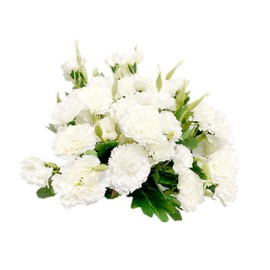 4 Bunches Bouquet of Artificial Silk Flower White Carnations Permanent Flower,12" Bouquet and Green Leaf for Home Party,Bridal Wedding Holding Flowers Festival Decor with 10 Per Bunch Flower