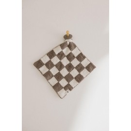 Forever French Baby | Lovey | Pacifier Holder | Lovey Gifts | Boy & Girl | Ideal for Age 0 Months & Up | Microfiber Feather Yarn (Mushroom Checkerboard)