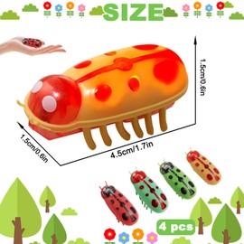 WELLXUNK Mini Beetle, Pack of 4 Pet Mini Ladybug, Mini Electric Ladybird, Cat Electric Ladybird Toy, Beetle Vibrating Cat, Pet Mini Ladybird, for Cats Kittens Training