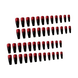 Beavorty 48pcs Ballerina Press Nails Long Gradient Red-black Full Cover False Nails for Diy Manicure for Parties Weddings and Festivals Eco-friendly Safe