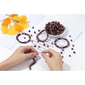 XIANNVXI Rhodolite Beads 8mm Pink Black Beads 100PCS Natural Stone Beads Round Loose Gemstone Beads for Bracelet Beads for Jewellry Making