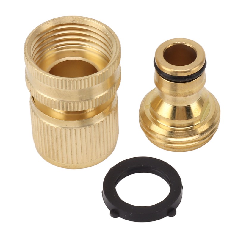2PCS Water Hose Quick Connector Brass 3/4 Inch Male and