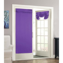 Eclipse French Door Curtain -Tricia Tie Up Light Filtering Single Panel Drapes for Patio, for Living Room and Bedroom, 26" x 68", Purple