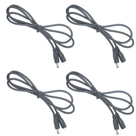 Litever Extension Cable 20 awg 3.3 ft/1Meter, 5.5mm x 2.1mm DC Plugs, Male to Female, for Power Adaptor for 5~24VDC LED Light Strips, CCTV; Copper Core Extension Jumper Cord-(4-Pack)