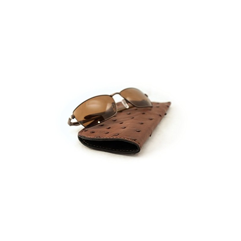 Brown Genuine Ostrich Skin Soft Glasses Case