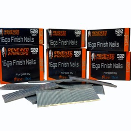 Renewed Warriors 16 Gauge Brad Finish Nails, 2.00-Inch 16GA Straight Brad Nails Galvanized for Electric or Pneumatic Nailer Guns (500 Count)