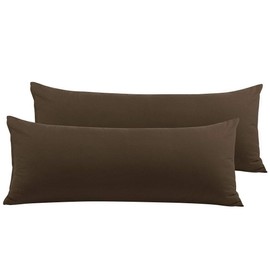 PiccoCasa Pillow Cover Body Pillow Case Microfiber Long Large Life Size Body Pillow Case Hotel Quality Nordic Solid Color Zipper Pack of 2 Brown 50*140cm