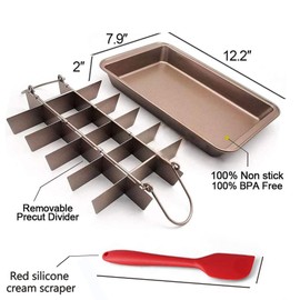 Ailelan Brownie Pan with Dividers - Non-Stick Backing, Lasagna Pan, Brownie Trays,18 Pre-slice All Edges, Muffin and Cupcake for Baking -12 X 8 X 2 Inches