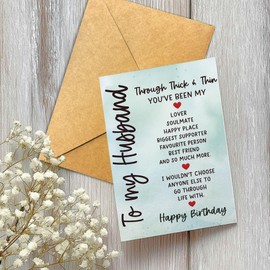Podagree Birthday Card for Husband – Heartfelt 'Through Thick & Thin' Design, Perfect for Husband's Birthday, Father’s Day Card from Wife, Father’s Day Gifts, Husband Birthday Card– 8x5.3 Inch
