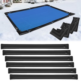 10 Pack 0.6mm Thicker Pool Water Bags with Pool Cover Weights Corner, 8 Ft Heavy Duty Pool Water Tubes for Inground Swimming Pool Covers Side (Black)