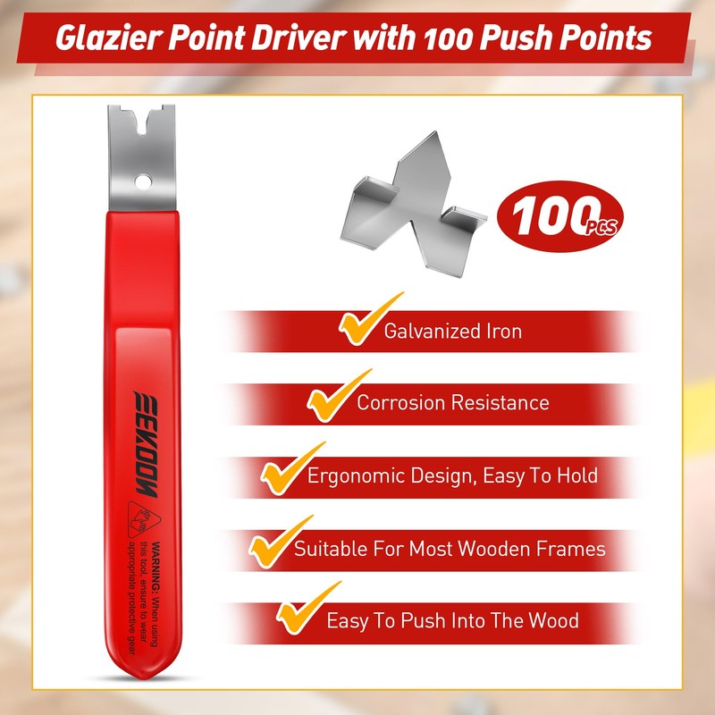 Feekoon Glazier Point Driver, Glazier Setting Tool with 100 Push