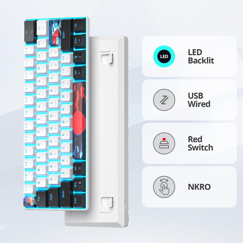 Ussixchare 60 Percent Gaming Keyboard 61 Keys Mechanical Keyboard Ultra