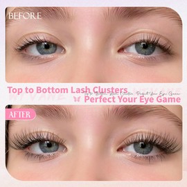 Natural Lash Clusters Wispy Eyelash Clusters DIY Lash Extension with 5-6mm Bottom Lashes 8-16mm Venus Individual Lashes Invisible Band Lash Cluster Eyelash Extensions for Natural Look by Wtvane