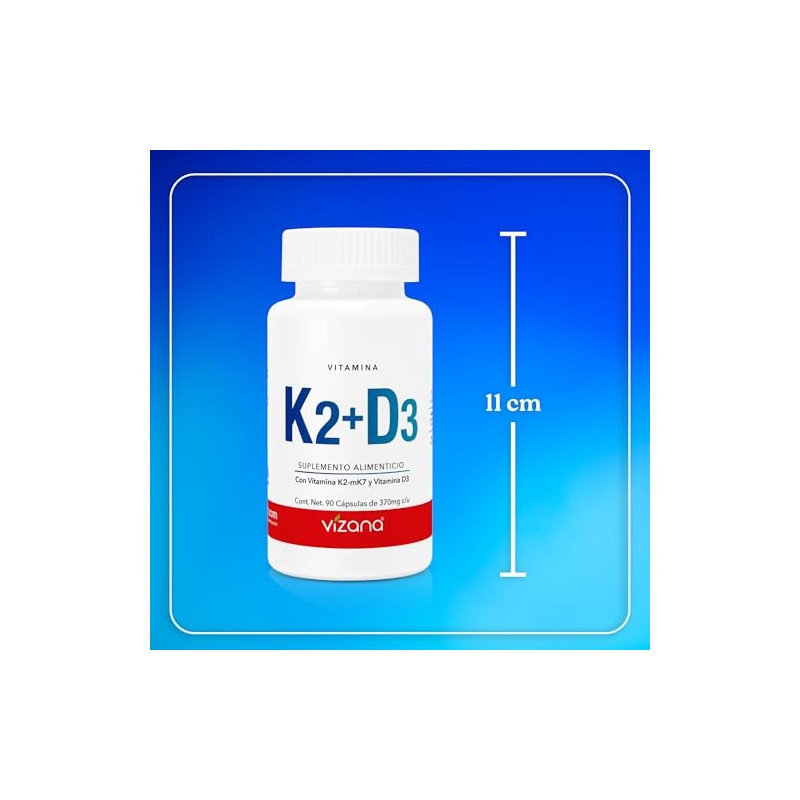 VIZANA NUTRITION | Vitamina K2-MK7 + D3 en Cápsulas HPMC