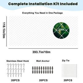 Jukibole Cat Net for Balcony, 10 x 3 m, No Drilling, UV-Resistant and Tear-Resistant, Transparent Nylon Balcony Net (Cats, Includes Mounting Set), Cat Protection Net for Windows, Patio, Balcony