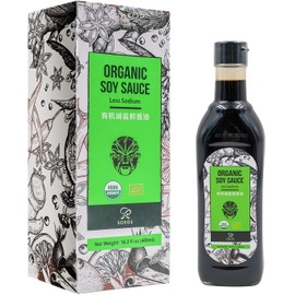 Soeos Organic Low Sodium Soy Sauce 16.2oz (480ml), USDA Organic, Naturally Brewed Soy Sauce, Soy Sauce Organic, Dark Soy Sauce, Pure Ingredients, Marinade for Meat & Vegetables., Black