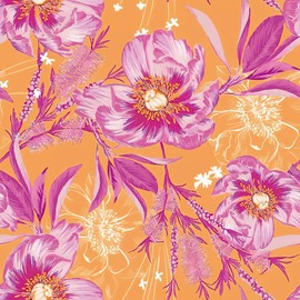 REDAMANCY Vintage Orange/Pink Poppy Floral Large Flowers Peel and Stick Wallpaper Stick on Contact Paper Vintage Wall Paper Easy Peel Off for nightstand Drawer Cabinet Renter