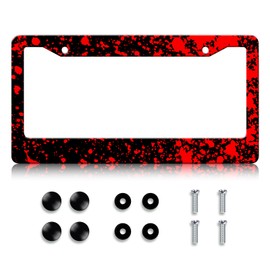 HCSS Blood Splattered Black License Plate Frame,Funny Stainless Steel License Plate Holder Covers Car Accessory, Rust-Proof Waterproof Car Decorative Tag Frames for Standard US 12x6 Inch
