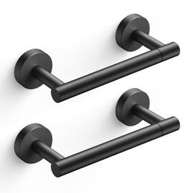 FORIOUS Toilet Paper Holder Wall Mount, Stainless Steel Rustproof Double Post Pivoting Tissue Roll Holder for Bathroom, Commercial Toilet Paper Dispenser (2 Pack, Matte Black)