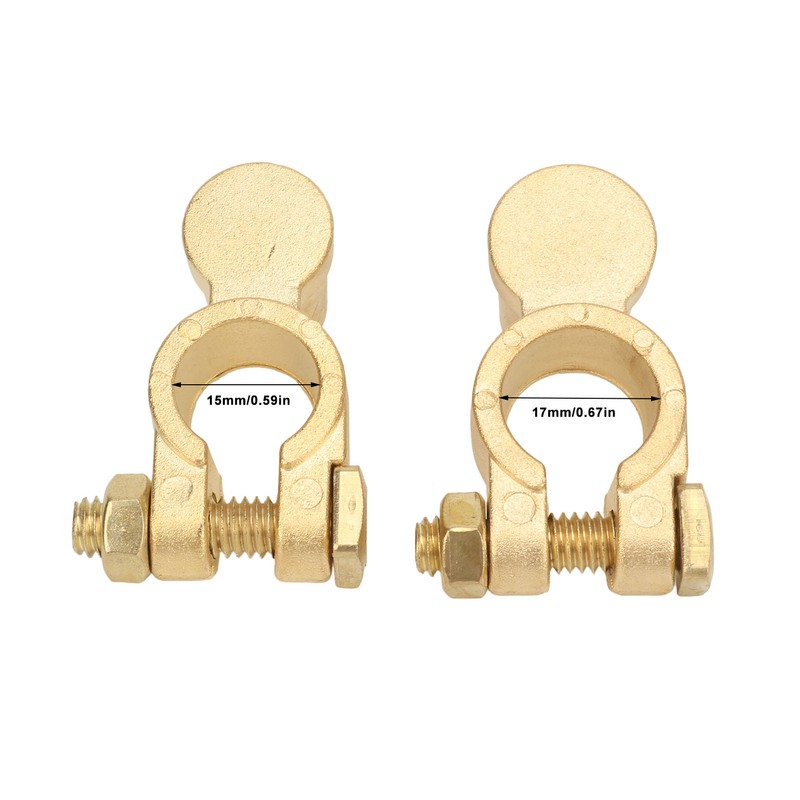 2PCS Battery Terminal Connectors Brass Negative Positive Car Battery Cable