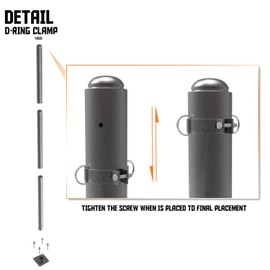 TANG Sunshades Depot 3" inch D-Ring Clamp for Sun Shade Sail Pole Stand Post Heavy-Duty Awning Canopy Support Poles Space Grey Steel Fence Corner Post
