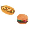 Hamburger or Hot Dog Plush Stuffing Free Squeaker Toys for
