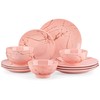 LOVECASA Pink Dinnerware Sets for 4, 12 Piece Porcelain Plates