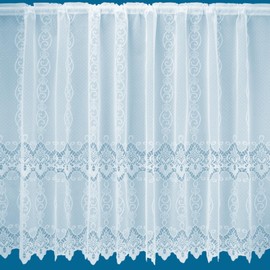 Amelia Heavy All Over Pattern Net Curtains In White - Sold By The Metre (Drop: 114cm (45"))
