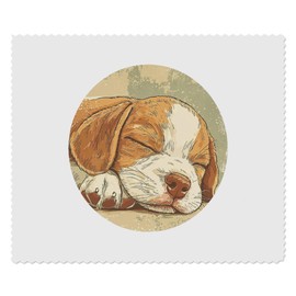 2 x 'Sleeping Puppy' Microfibre Lens/Glasses Cleaning Cloths (LC00031987)