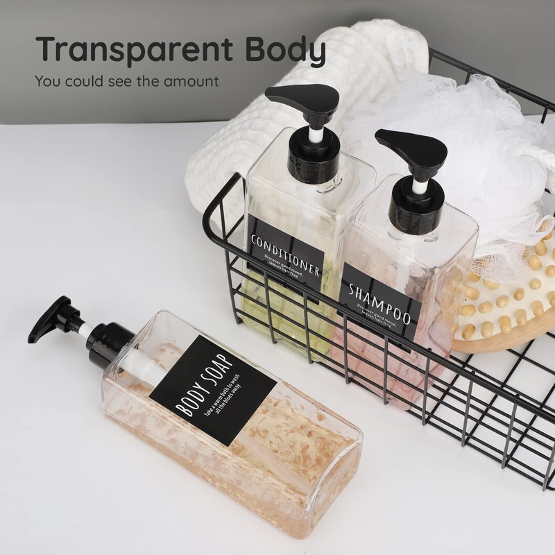Segbeauty Soap Dispenser, Pack of 3, 500 ml Shampoo Bottles,