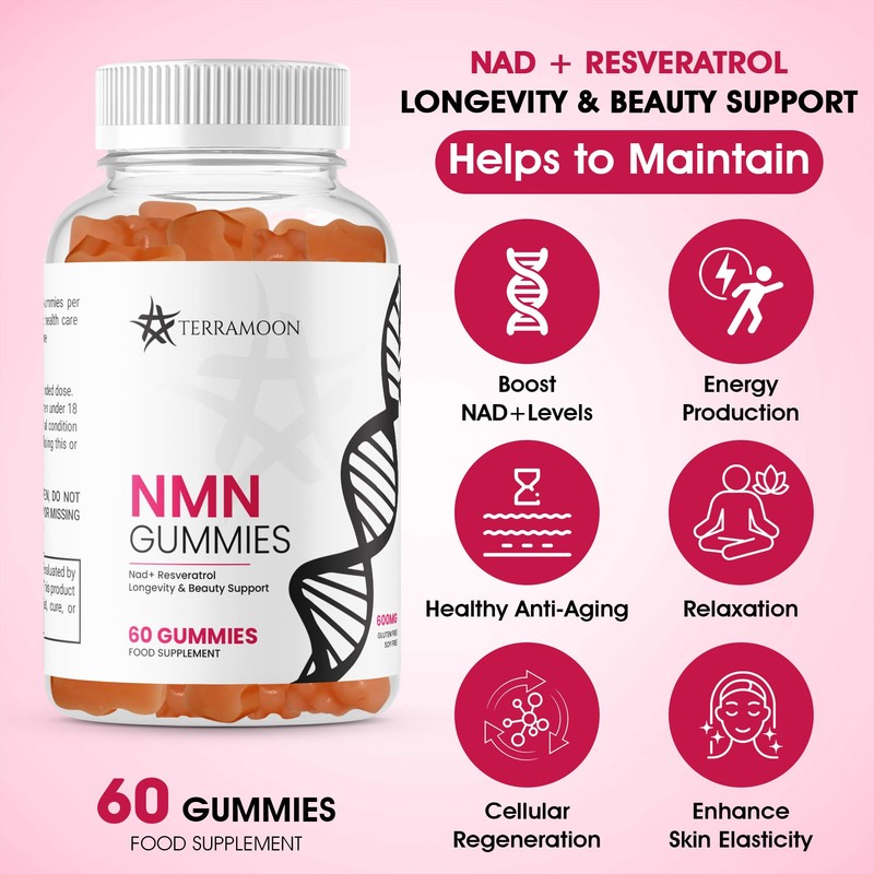 NMN Gummies, NAD+ Resveratrol Supplement for Longevity and Beauty Support,