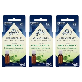Glade (3 Ct) Glade Aromatherapy Cool Mist Oil Diffuser Refill, Find Clarity Lemongrass