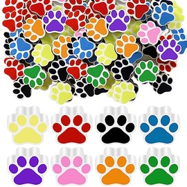 Weecent 48 gomas de borrar con 8 colores con estampado de huellas para perros, regalos de fiesta de cumpleaños, regalos de fiesta de gato, suministros de regreso a la escuela