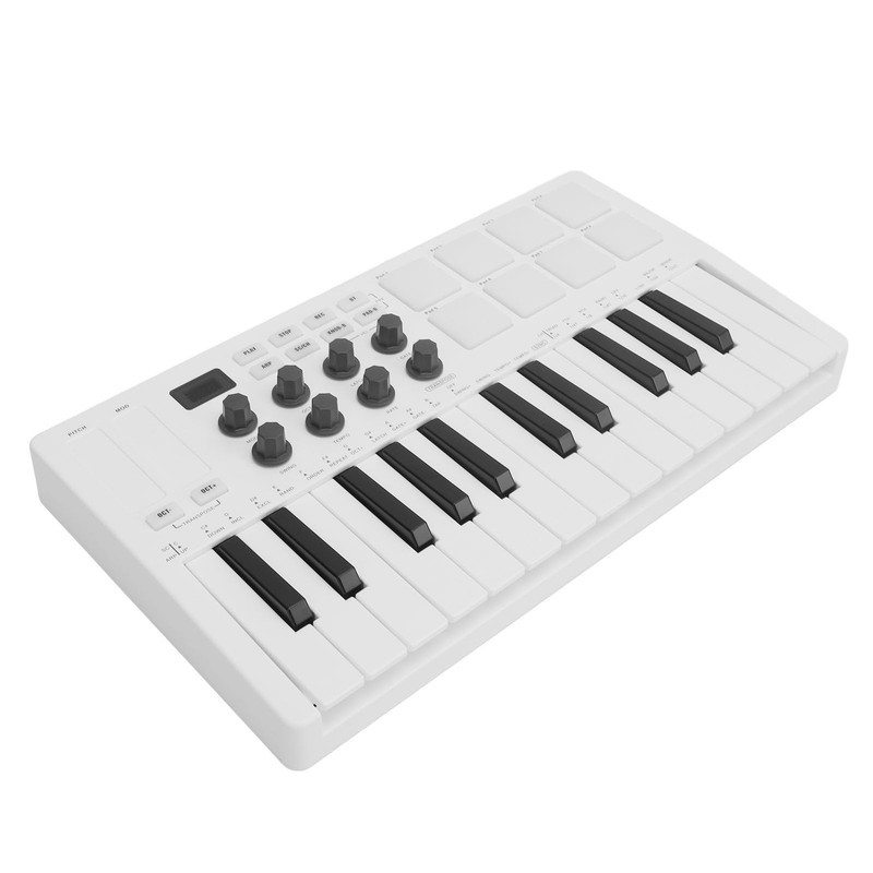 25 Key Force Sensitive MIDI Keyboard Controller, Portable and Wireles