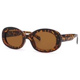 Pro Acme Trendy Oval Sunglasses,Retro Chunky Thick Frame UV400 Protection Shade Glasses for Women Men(leopard-brown)