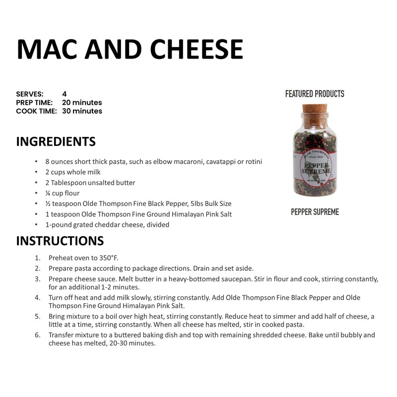 Olde Thompson Pepper Supreme, Whole Pepper Blend with White, Black,