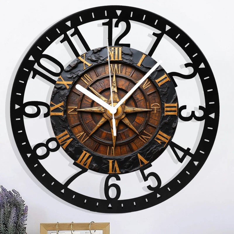 Luxury Design 25cm Circular Iron Clock Silent Operationsheet size: 10