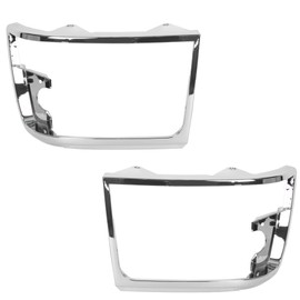 HECASA Headlight Chrome Trim Bezel Compatible with 1992-96 Ford Bronco, F150 Truck; 1992-97 F250 F350 F450 Truck RH & LH Headlamp Doors Pair Set