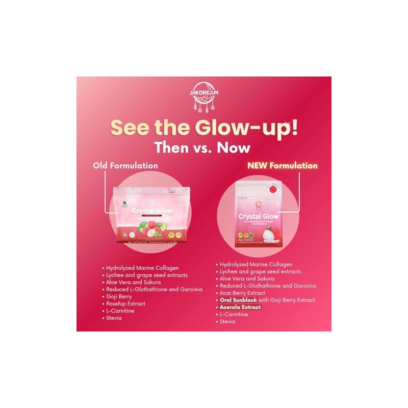 1 Crystal Glow Lychee Fruit Extract 50,000mg Hydrolized Marine Collagen