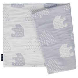 farska FLAGSHIP LINE 746246 Triple Gauze Toddler Pillow Cover (Molino Bear_Sky Gray)