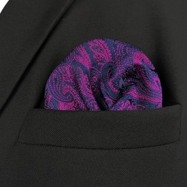 S&W SHLAX&WING Pocket Squares for Men Purple Blue Fuchsia Paisley
