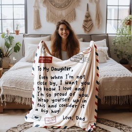 Love Air Mail to My Daughter Blanket - Dad's Heartfelt Hug - Warm Comfort - Sentimental Gift for Daughters - Soft and Cozy - Perfect for Any Occasion to Express Love and Pride
