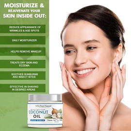 It's Pure Natural Extra Virgin Organic Unrefined Raw Coconut Oil (16 oz) for Skin, Hair, Cuticles, Scalp & Foot| Moisturizes & Nourishes Skin